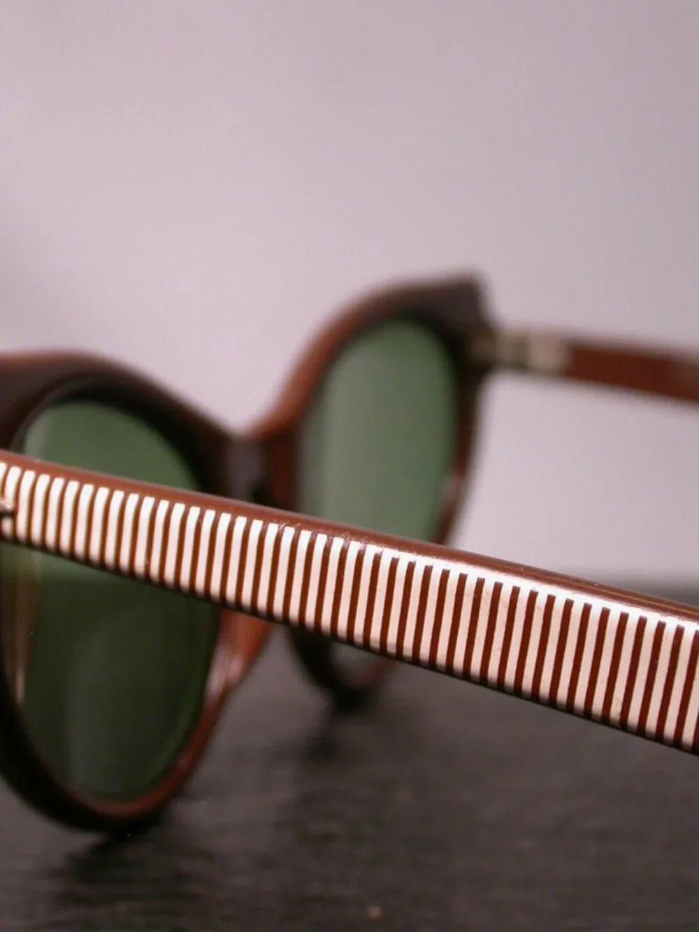 Vintage Cosmetan Brown and White Stripe Cat Eye Sunglasses FRAMEONLY